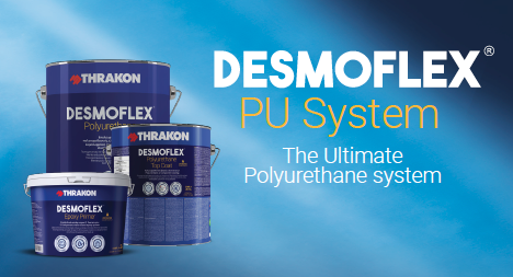 <strong>Thrakon DESMOFLEX®<br><br>Новата серия полиуретанови продукти за хидроизолиране</strong> <strong>Thrakon DESMOFLEX®<br><br>Новата серия полиуретанови продукти за хидроизолиране</strong>